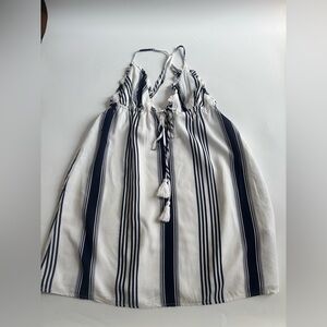 Forever 21  Sleeveless Top With Tassel navy blue /white  size S